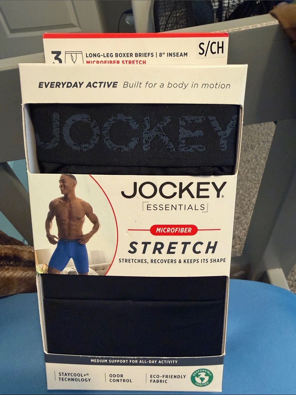 Jockey Essentials Men's Black Microfiber Stretch Boxer Briefs - Black